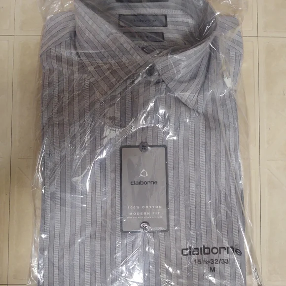 Claiborne Shirts | Claiborne Men's Dress Shirt, Medium Slim Fit | Color: Gray | Size: M | Jinc90'S Closet